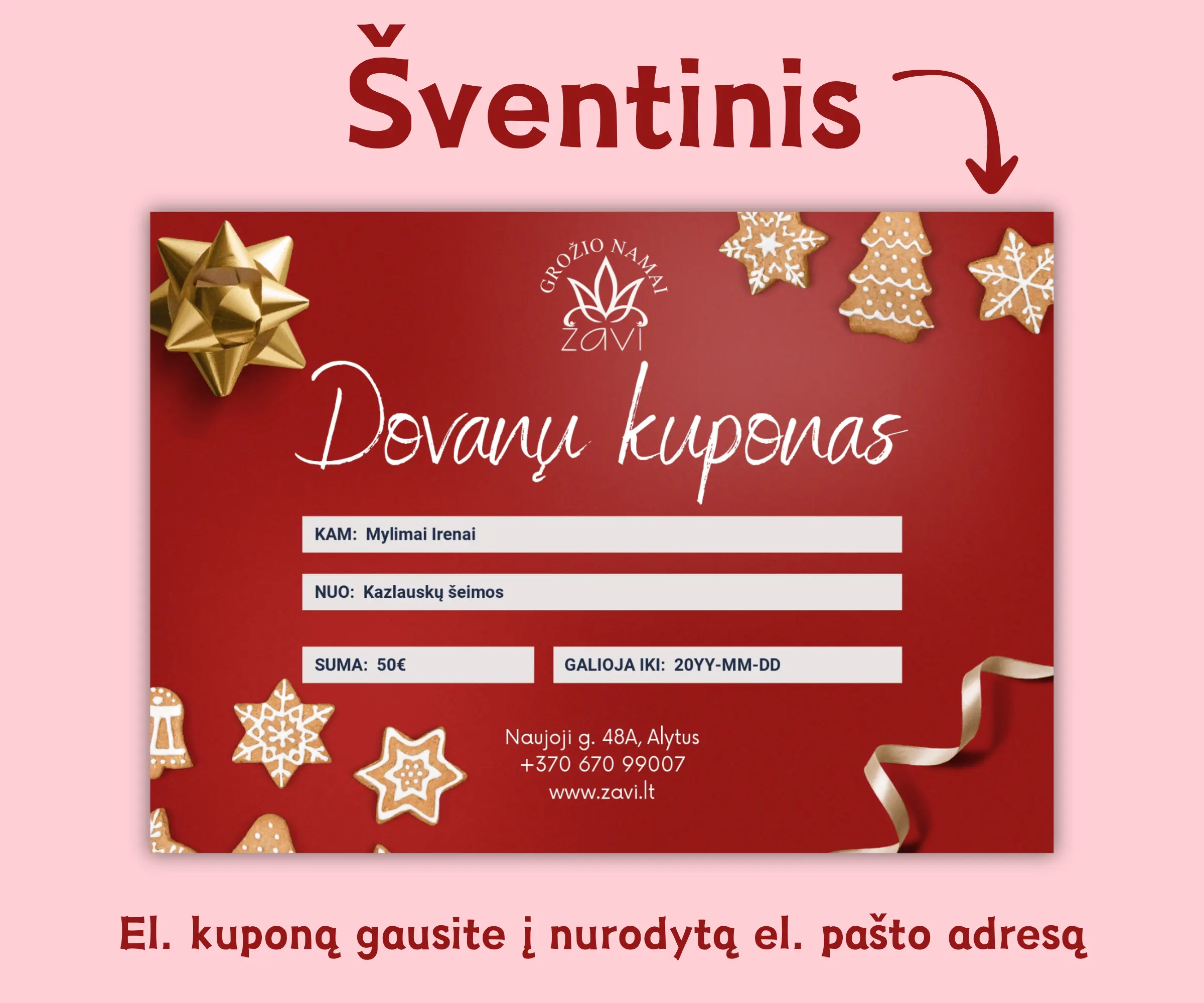 Šventinis dovanų kuponas - puiki dovana artimam žmogui